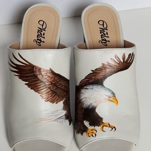 Hand painted leather mules